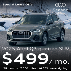 A gray Q3 in the snow.